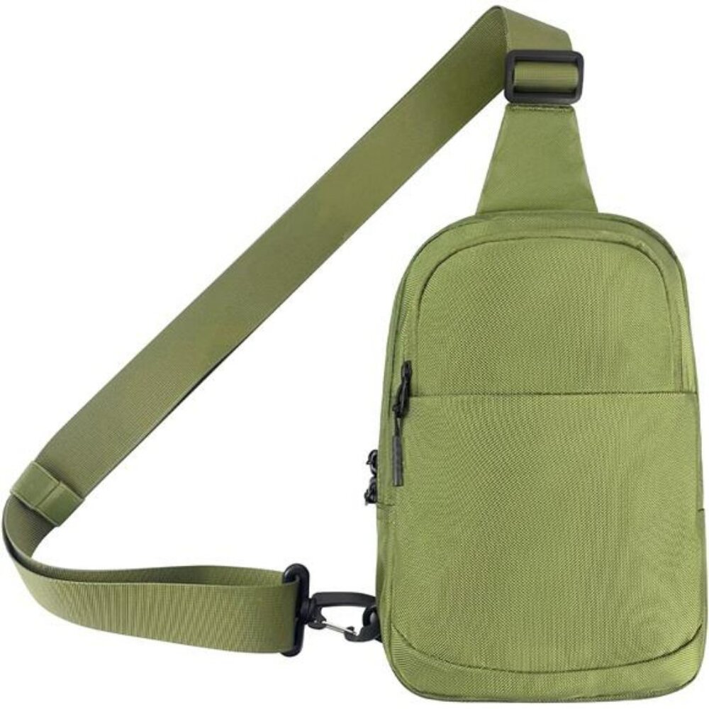 Men's Olive Green Sling Messenger Bag - Compact Crossbody Carry